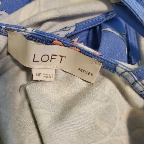 LOFT Floral Cutout Back Halter Swing Knit Dress Size Petite Medium - Picture 9 of 11